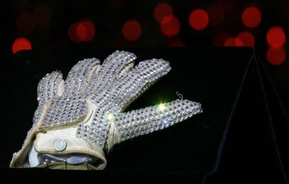 File photo of the iconic white rhinestone glove worn by late U.S. singer Michael Jackson on display in the MJ Gallery in Macau -0494HPMF.JPG-