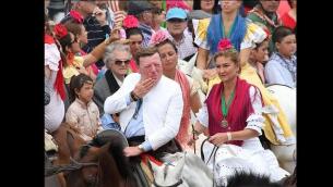 César Cadaval, de los Morancos, durante la peregrinación de Triana a El Rocío